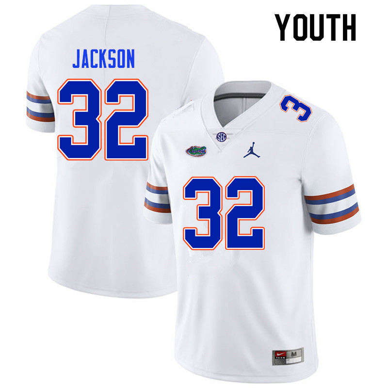 Youth #32 N'Jhari Jackson Florida Gators College Football Jerseys Sale-White